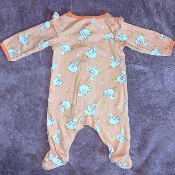 Wonder Nation Sleepwear Swan Pink Baby Footies Onesie 0-3 Months - Picture 10 of 10